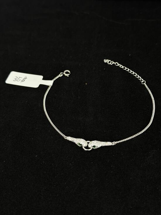 Unbranded Jewelry - Pulsera Finita Con diseño De 2 Serpientes Con Ojos Color Verde Silver 925 8 Inch